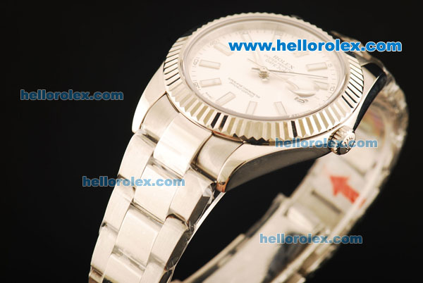 Rolex Datejust II Swiss ETA 2836 Automatic Movement Full Steel with White Dial and White Stick Markers - Click Image to Close